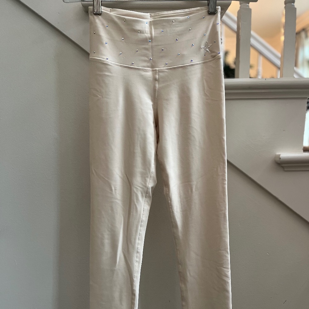 Rebel Athletic Cream Bedazzled Leggings